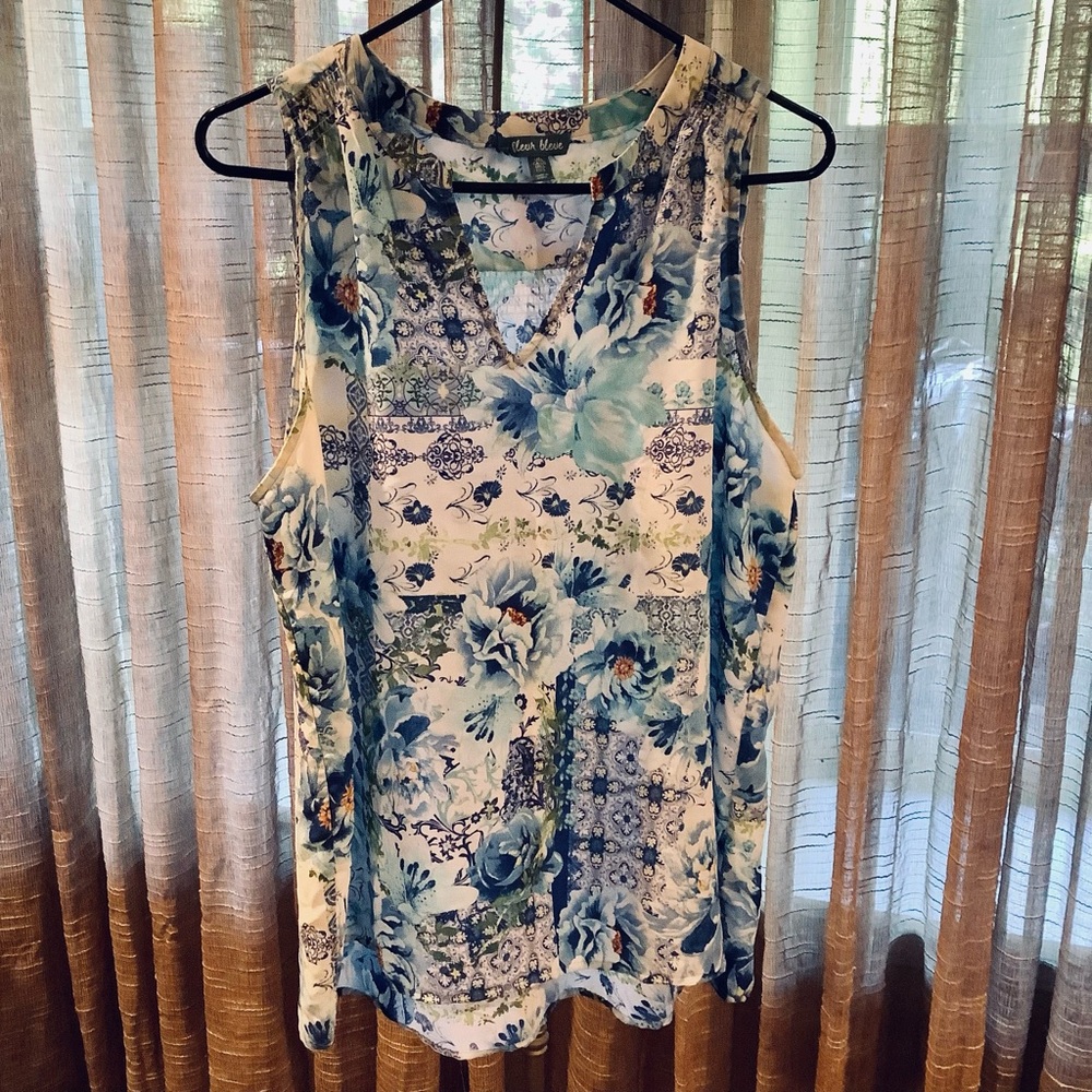 Fleur Bleue Sheer sleeveless top Large